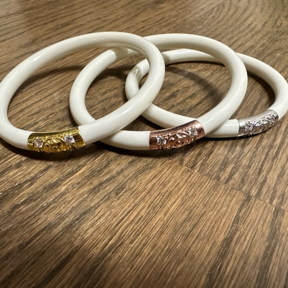 BUDHAGIRL THREE KINGS ALL WEATHER BANGLES - IVORY size Small.